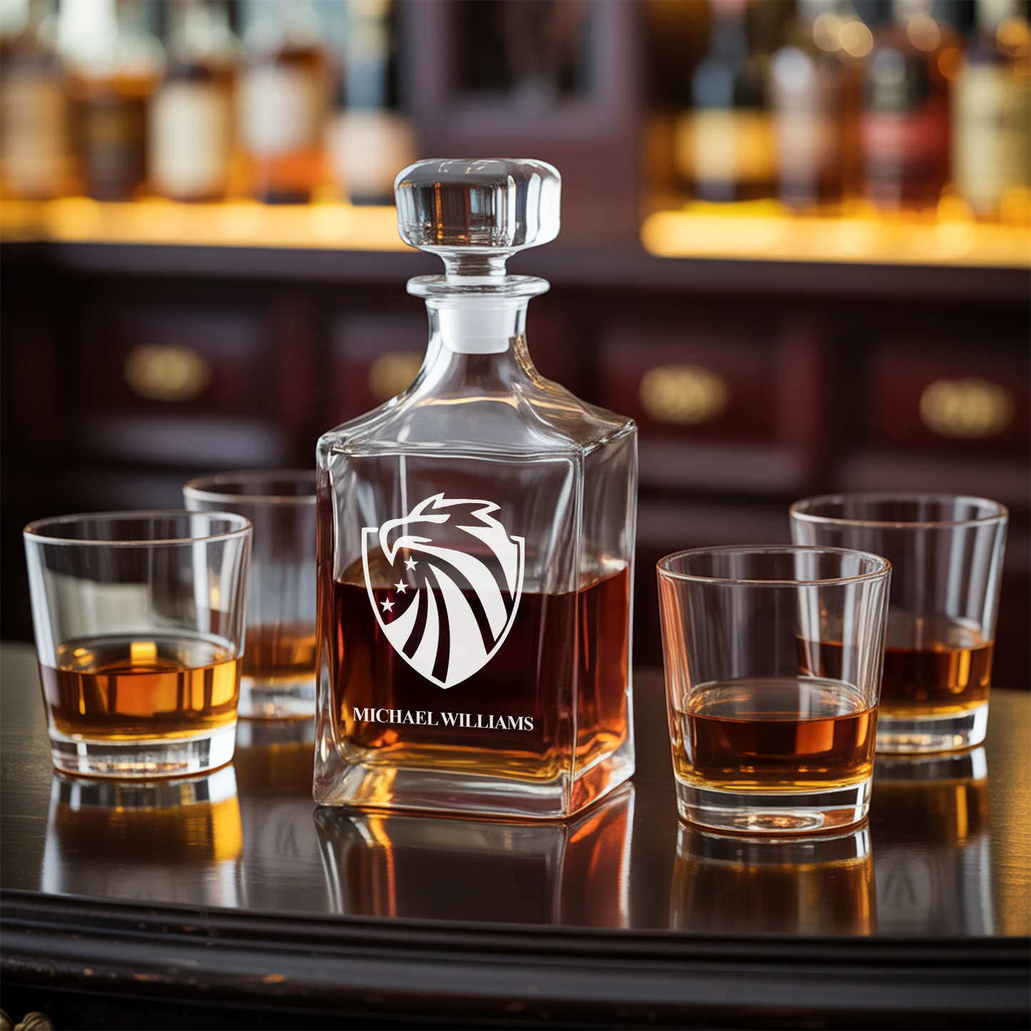 Personalized Veterans Decanter With Whiskey Glass | Gift for Veteran's Day | Custom Gifts for Veteran