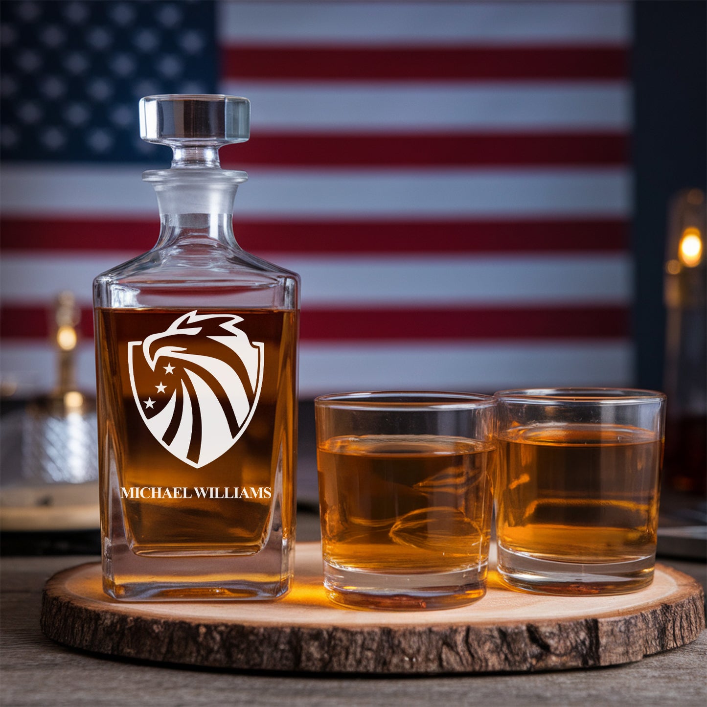 Personalized Veterans Decanter With Whiskey Glass | Gift for Veteran's Day | Custom Gifts for Veteran