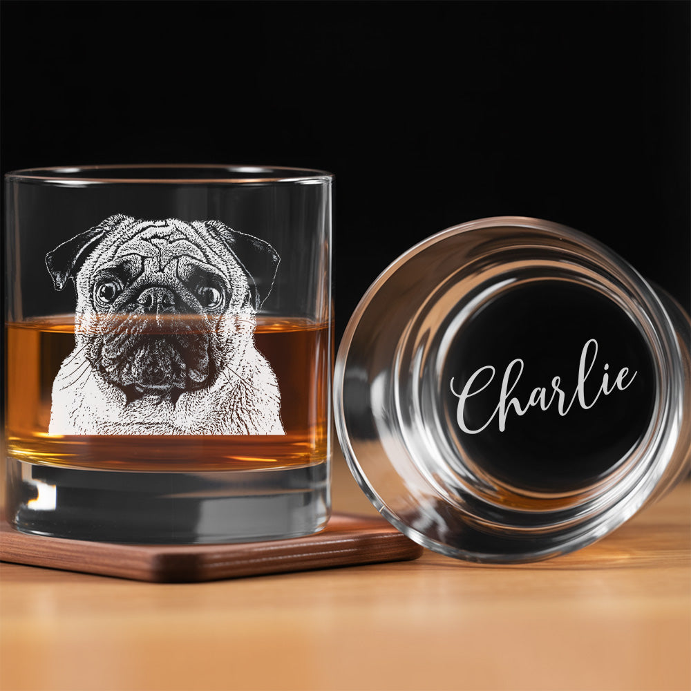 Custom Dog Pet Whiskey Glass 11oz – Personalized Dog Photo & Name – Gift for Dog Parents THUC99WP10