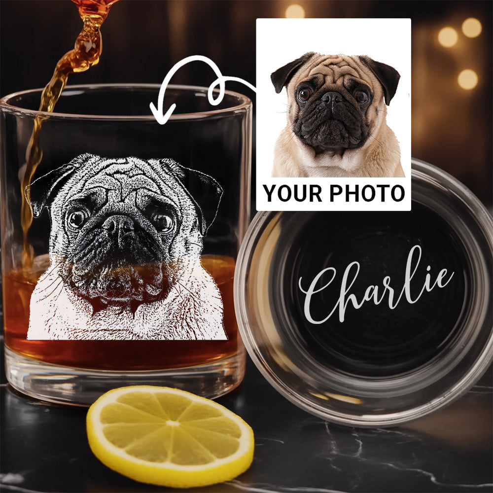 Custom Dog Pet Whiskey Glass 11oz – Personalized Dog Photo & Name – Gift for Dog Parents THUC99WP10