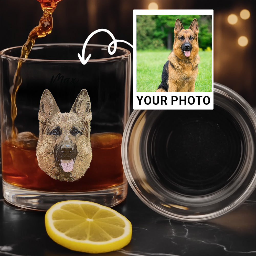 Custom Photo Dog Whiskey Glass – Personalized Dog Cat Wine Glass And Pint Glass Memorial Gifts for Pet Owners THUC99WI06