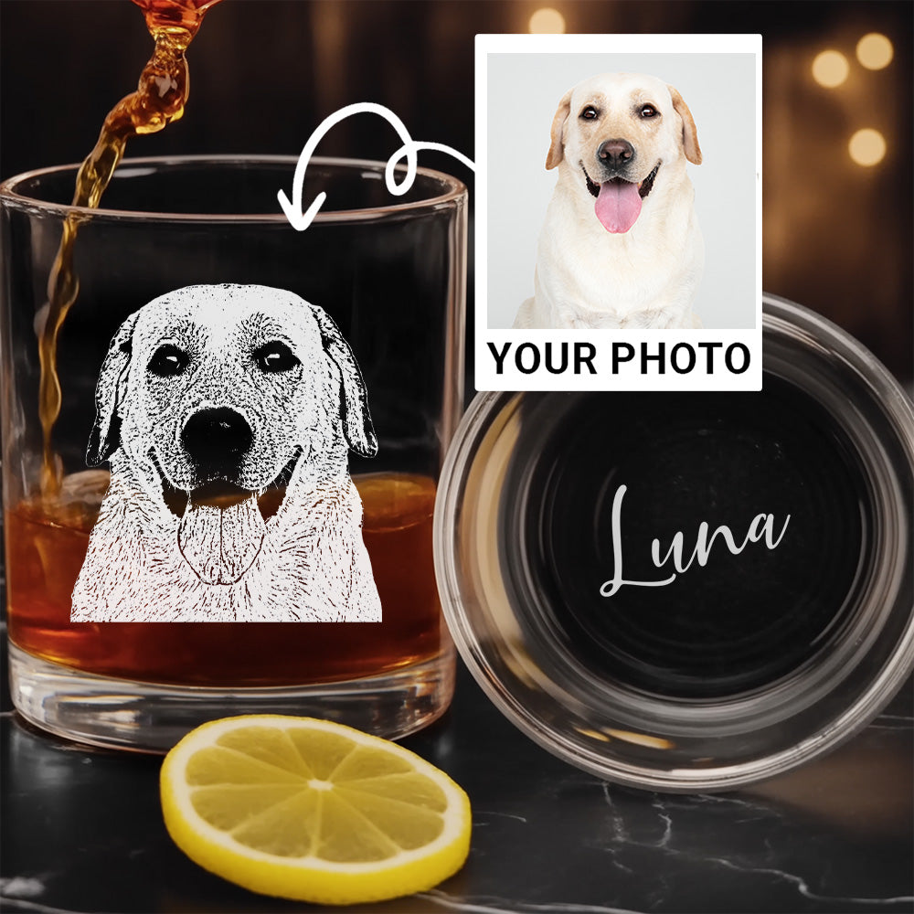 Custom Dog Pet Whiskey Glass 11oz – Personalized Dog Photo & Name – Gift for Dog Parents THUC99WP08