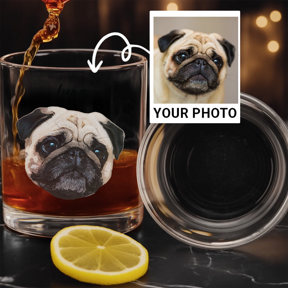 Custom Dog Lover Whiskey Glass – 11oz Personalized Photo Gift for Pet Owners THUC99WI05