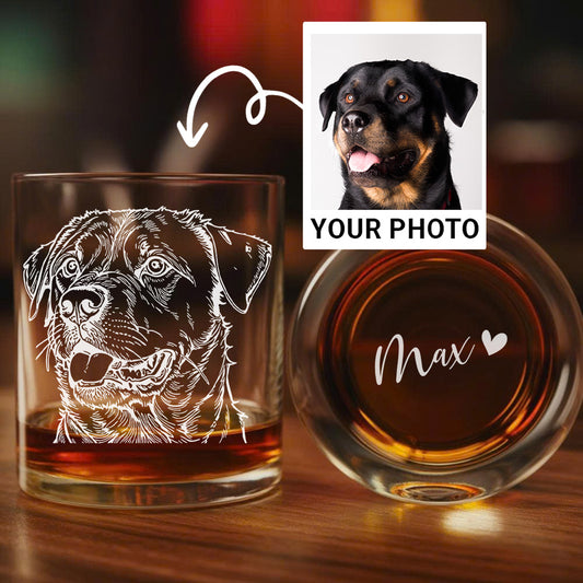 Personalized Dog Whiskey Glass 11oz – Custom Pet Photo & Name – Gift for Dog Owner THUC99WP06