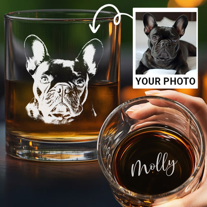 Custom Dog Lover Gift – Custom Photo & Name Whiskey Glass 11oz – Personalized Barware THUC99WP03