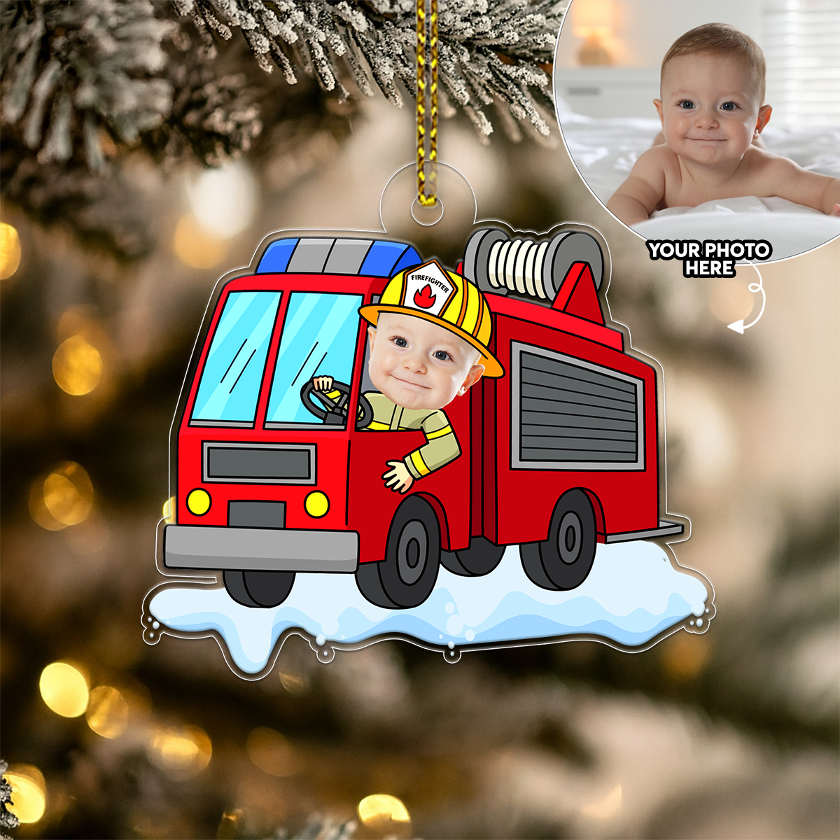 Personalized Baby Drive Fire Truck Gift For Firefighter