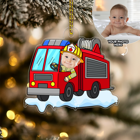 Personalized Baby Drive Fire Truck Gift For Firefighter