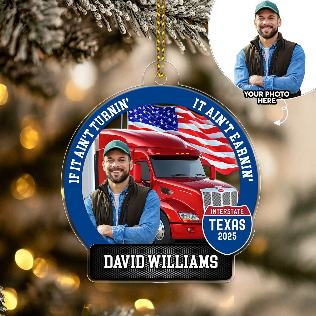 Custom Photo Trucker America Flag