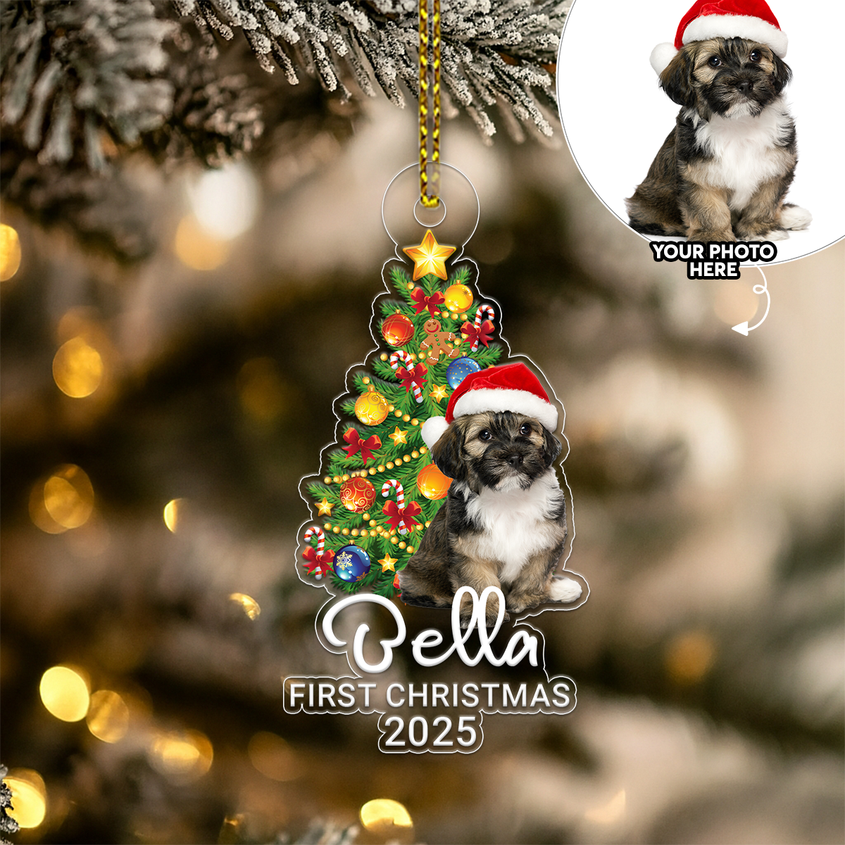Custom Photo Dog Xmas First Christmas
