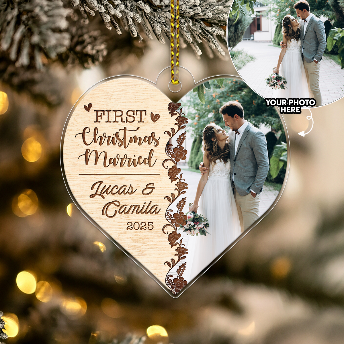 Custom Photo Couple Christmas Married