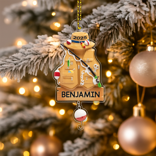 Custom Name Fishing Christmas Acrylic Ornament Christmas Gift