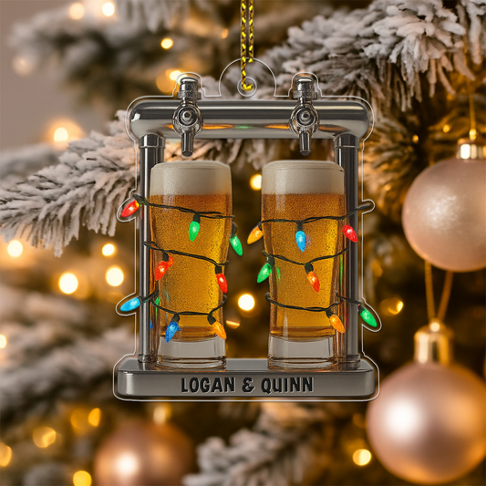 Custom Name Beer Friendship Acrylic Ornament Christmas Gift