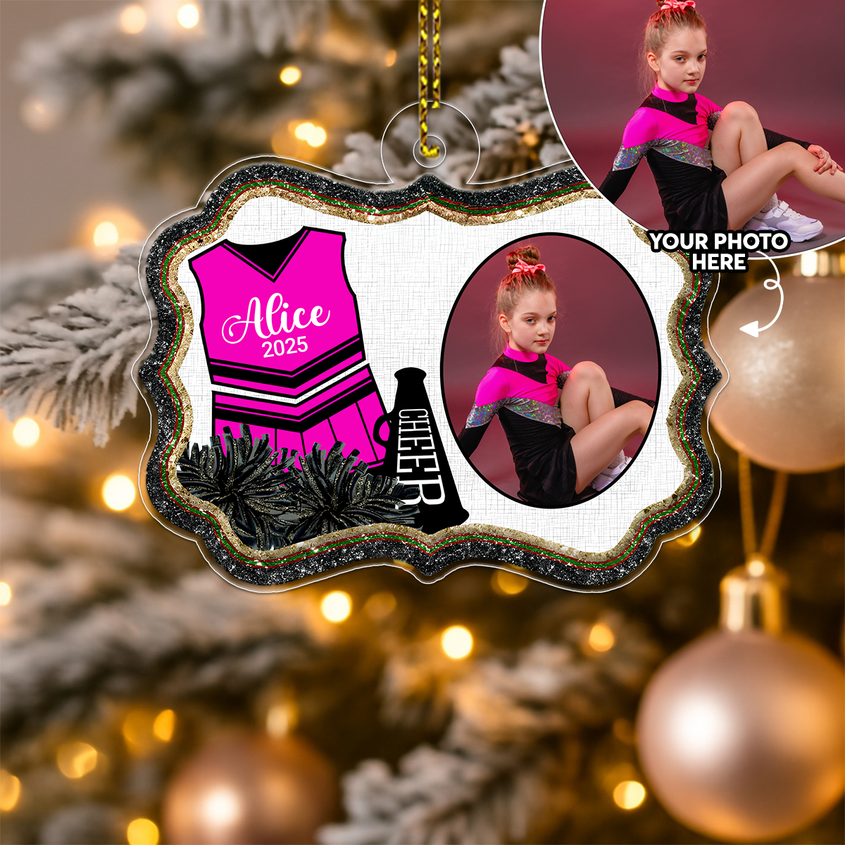 Custom Photo Cheer For Baby Girl Acrylic Ornament Christmas Gift