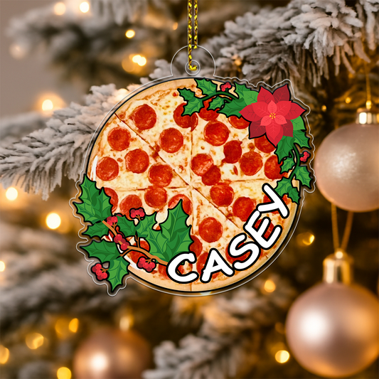 Custom Name Pizza Xmas Acrylic Ornament Christmas Gift