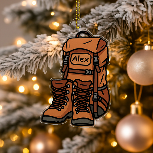 Personalized Hiking Bags Acrylic Ornament Christmas Gift