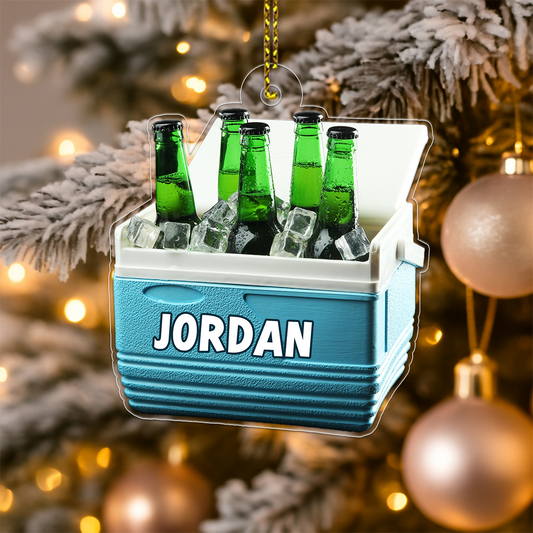 Custom Name Beer In Ice Bucket Acrylic Ornament Christmas Gift