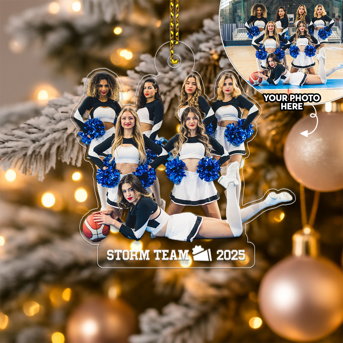 Custom Photo Cheerlead Team Acrylic Ornament Christmas Gift
