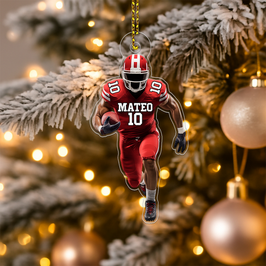 Custom Photo Football Player Acrylic Ornament Christmas Gift