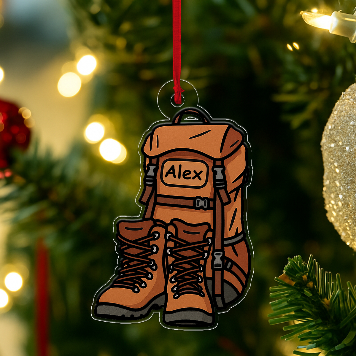 Personalized Hiking Bags Acrylic Ornament Christmas Gift
