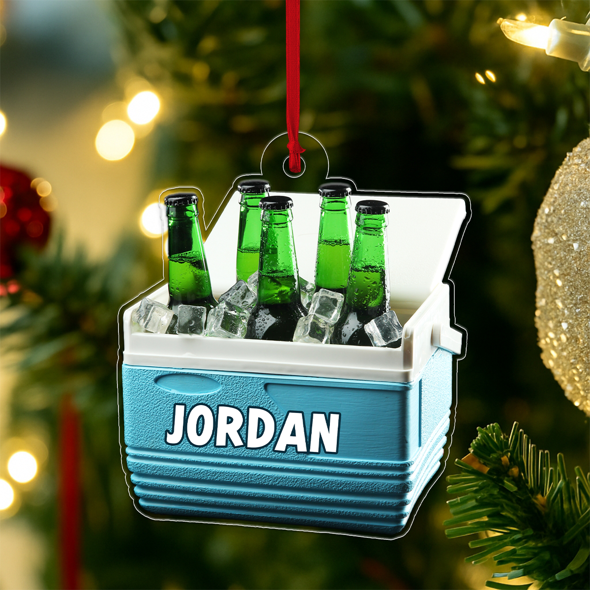 Custom Name Beer In Ice Bucket Acrylic Ornament Christmas Gift