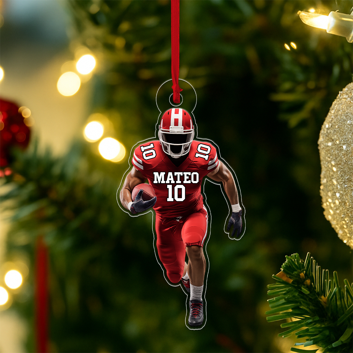 Custom Photo Football Player Acrylic Ornament Christmas Gift