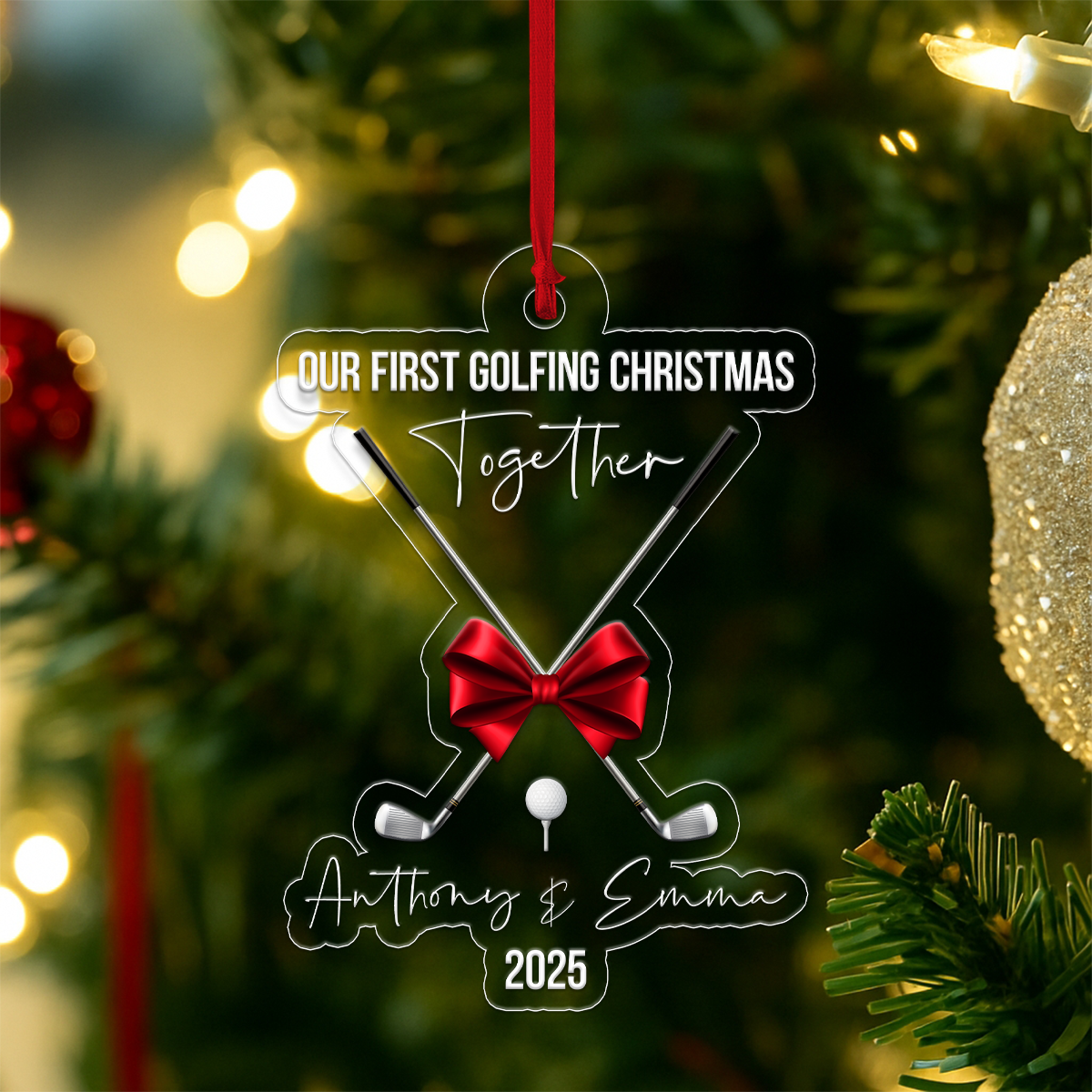 Custom Name Golf Friendship Together Acrylic Ornament Christmas Gift