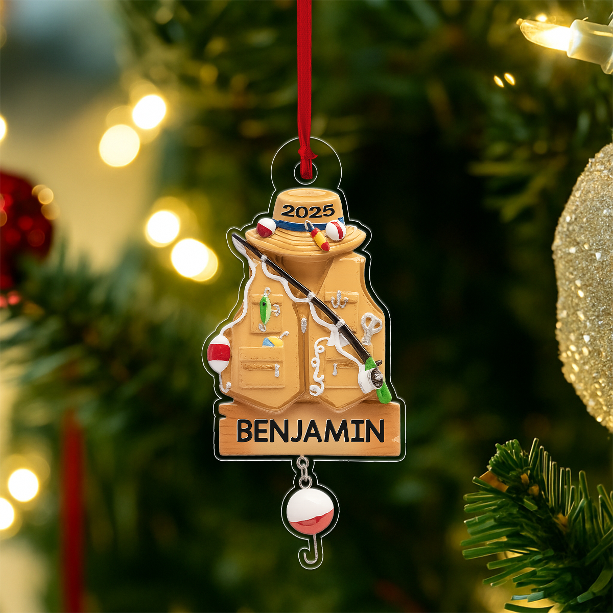 Custom Name Fishing Christmas Acrylic Ornament Christmas Gift