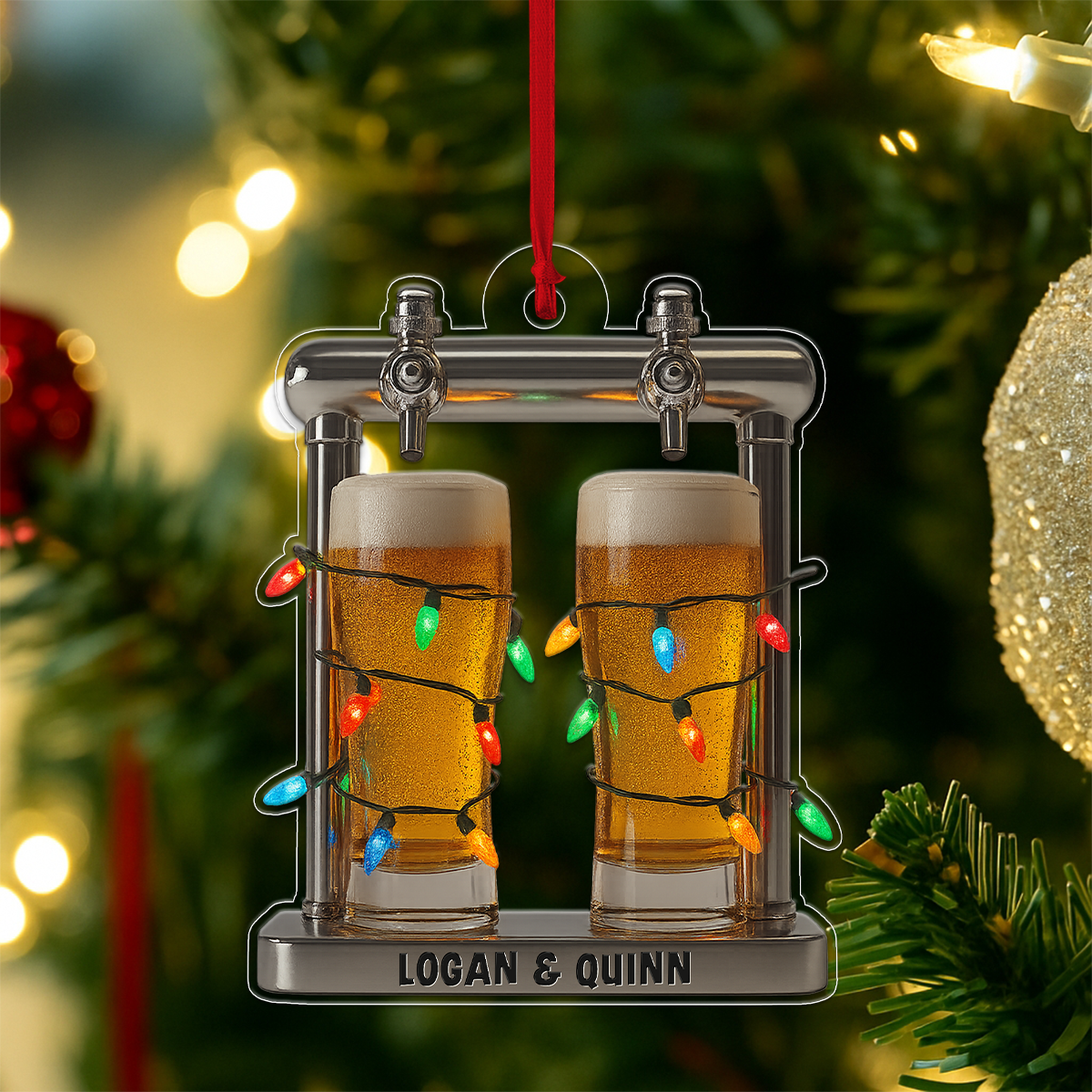 Custom Name Beer Friendship Acrylic Ornament Christmas Gift