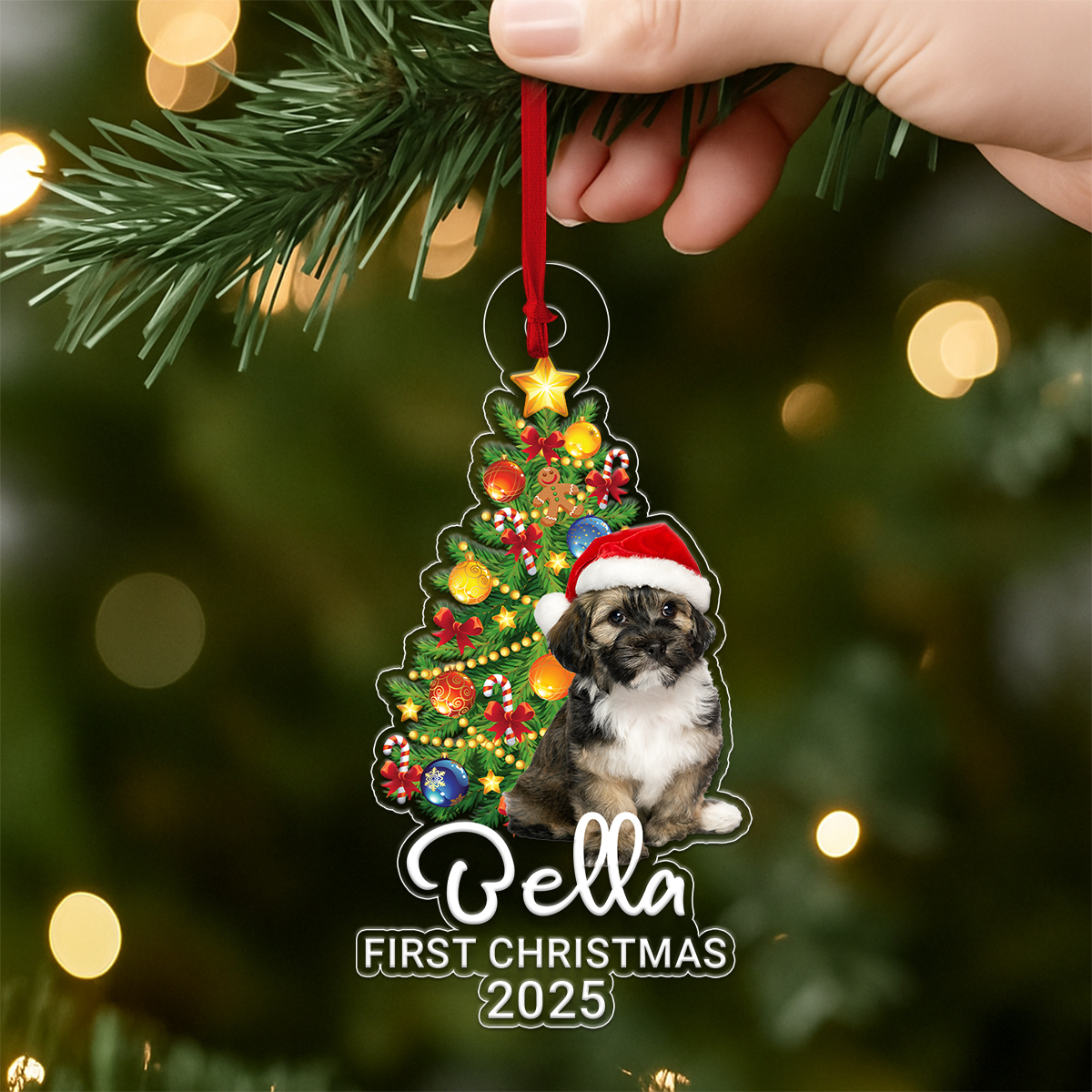 Custom Photo Dog Xmas First Christmas