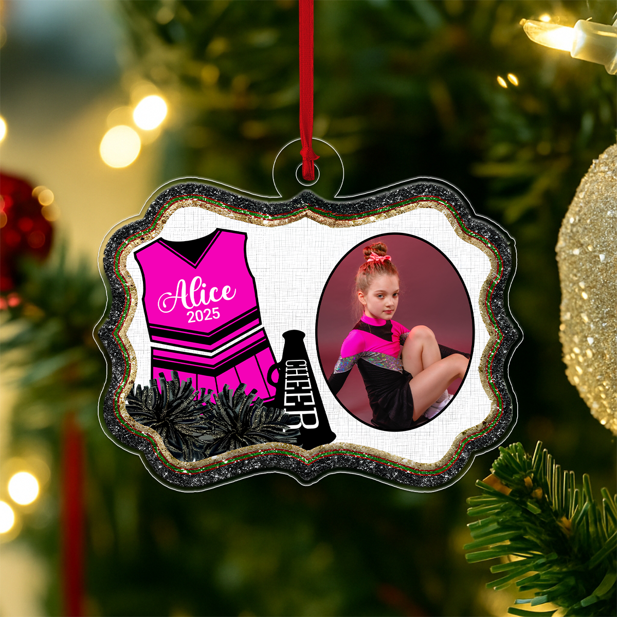 Custom Photo Cheer For Baby Girl Acrylic Ornament Christmas Gift