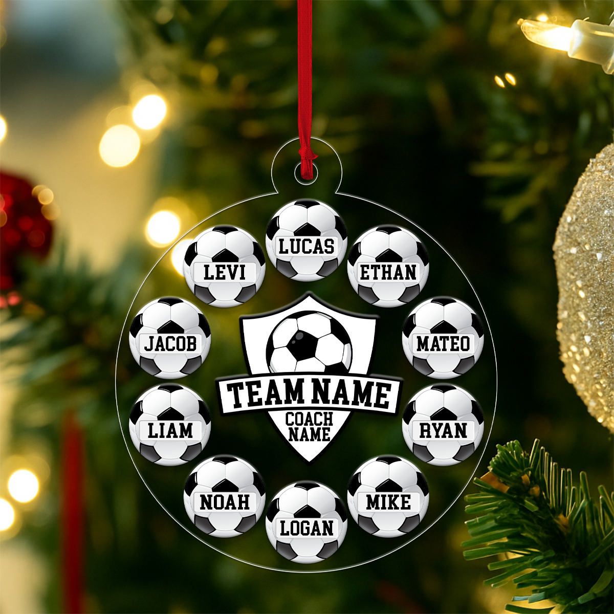 Custom Name Soccer Team Chritsmas Acrylic Ornament Christmas Gift