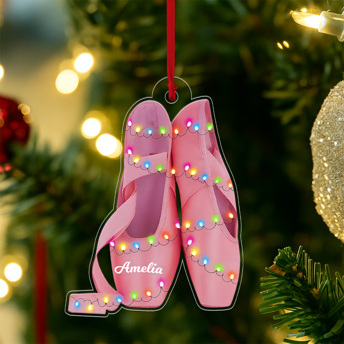 Custom Name Ballet Shoes Light Acrylic Ornament Christmas Gift