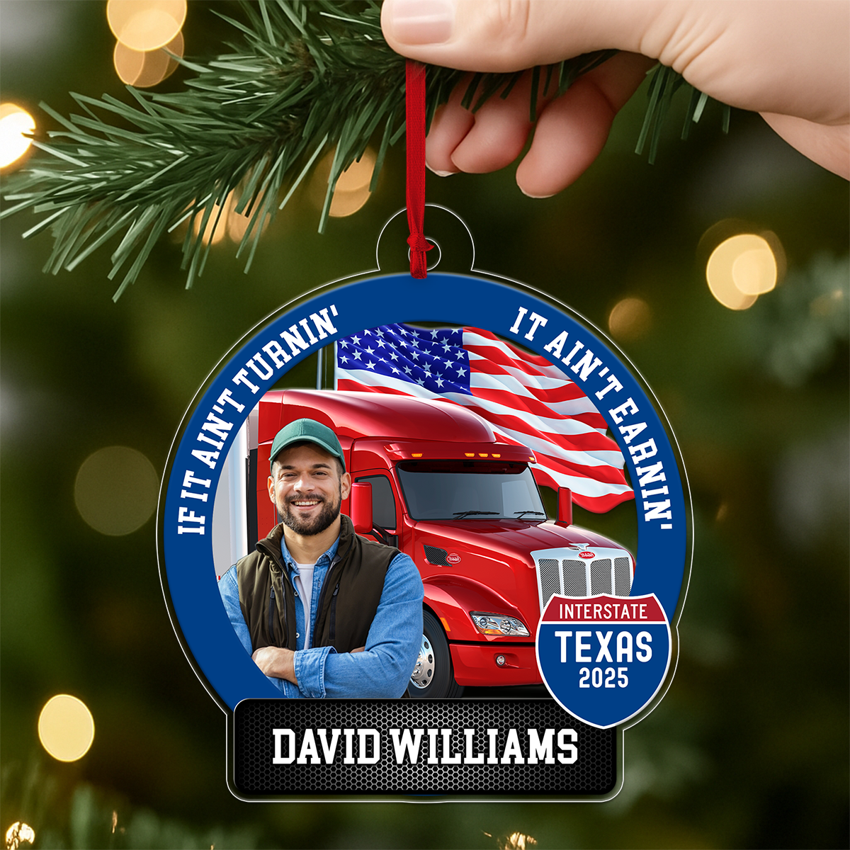 Custom Photo Trucker America Flag