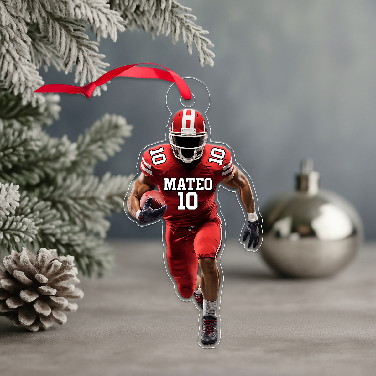 Custom Photo Football Player Acrylic Ornament Christmas Gift