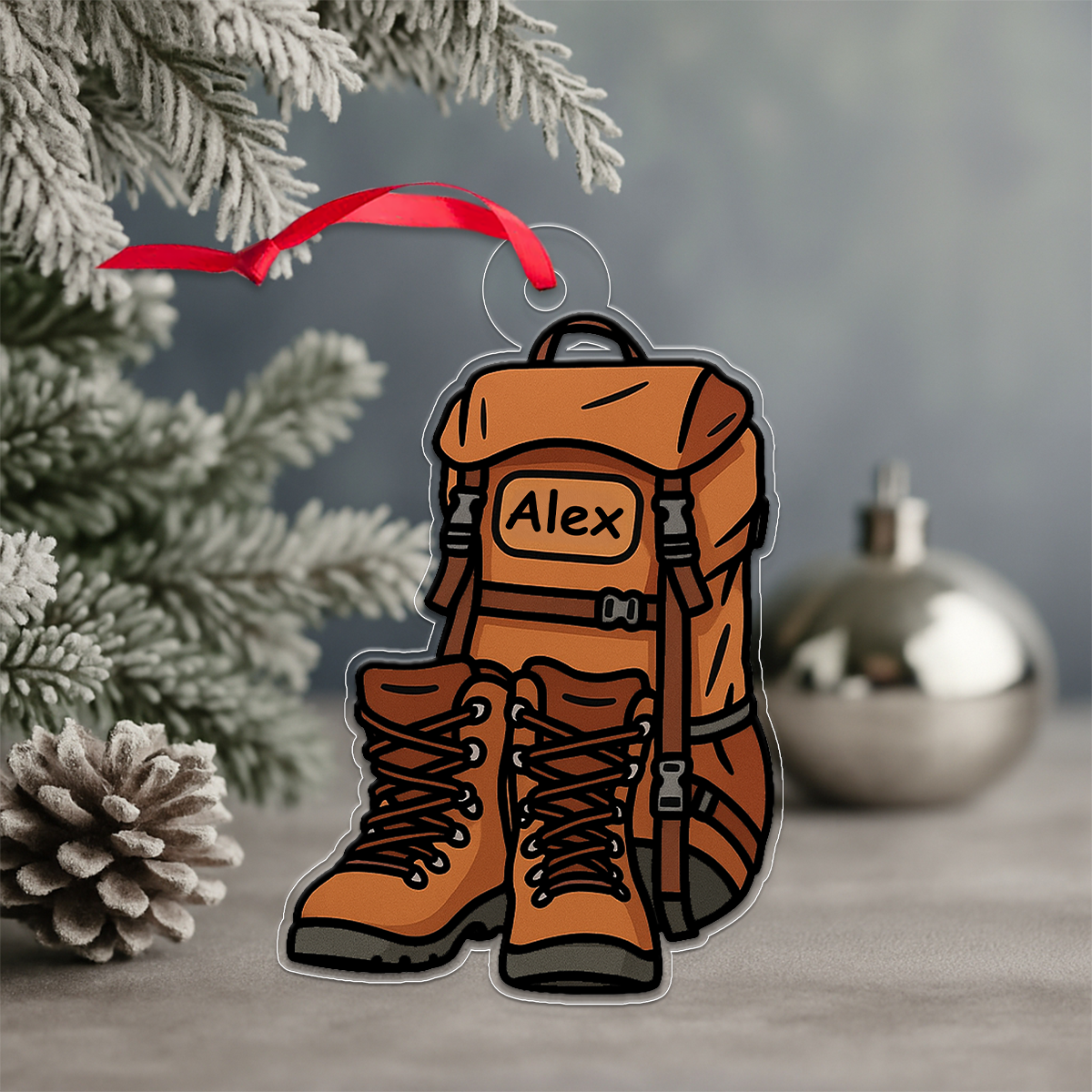 Personalized Hiking Bags Acrylic Ornament Christmas Gift