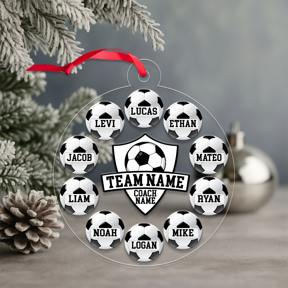Custom Name Soccer Team Chritsmas Acrylic Ornament Christmas Gift