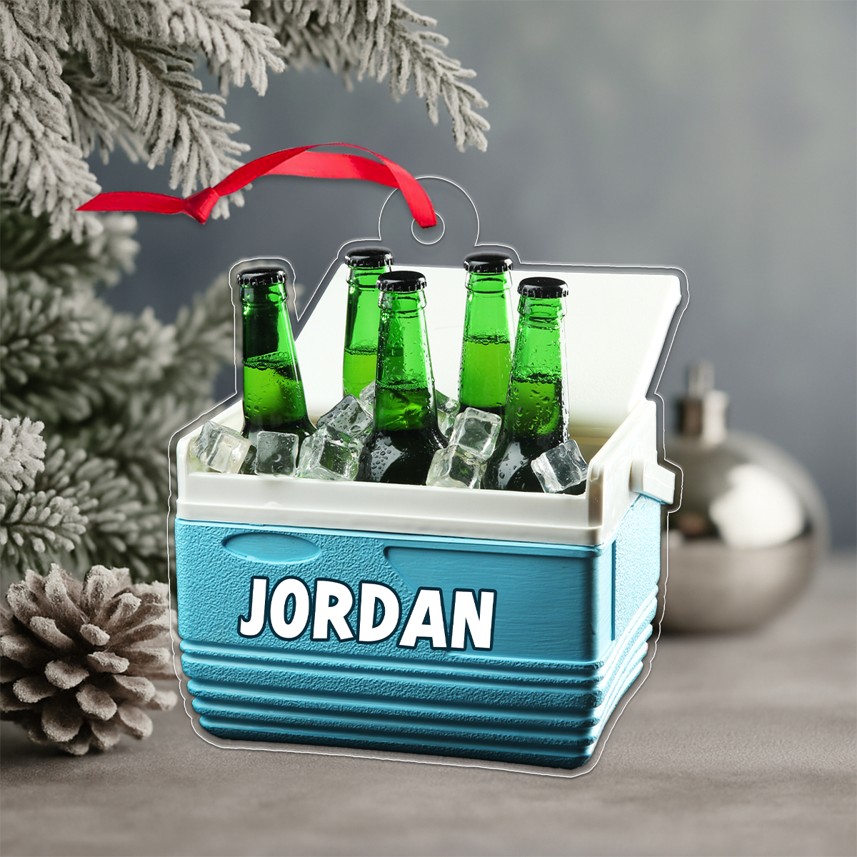 Custom Name Beer In Ice Bucket Acrylic Ornament Christmas Gift