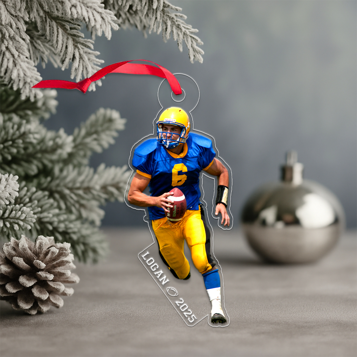 Custom Photo Football Player With Name And Number Acrylic Ornament Christmas Gift