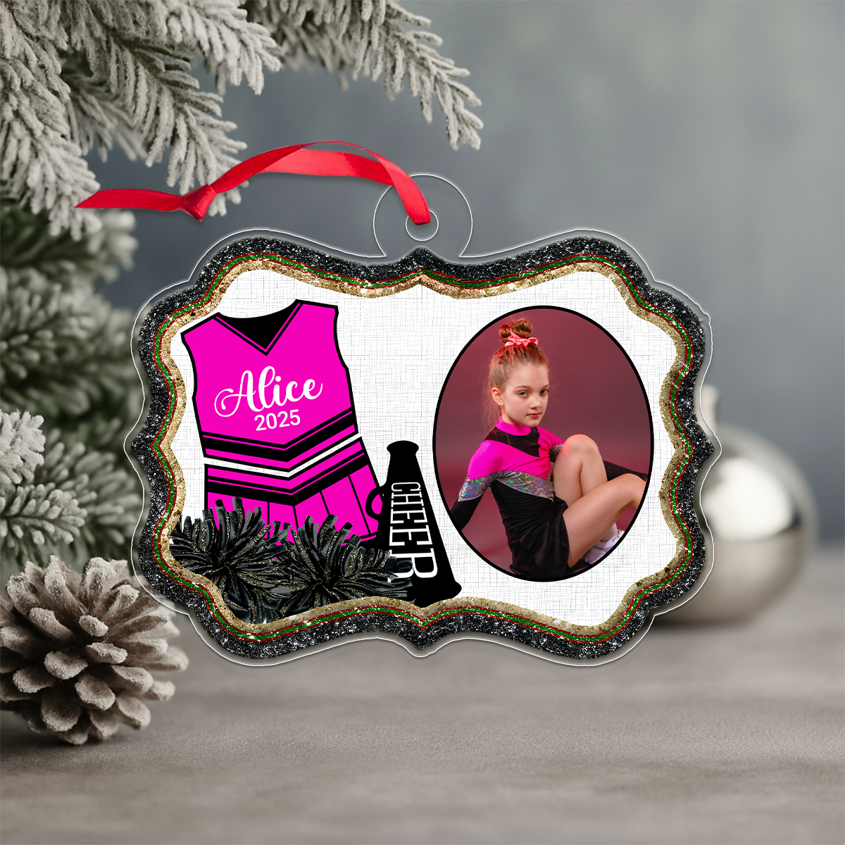 Custom Photo Cheer For Baby Girl Acrylic Ornament Christmas Gift