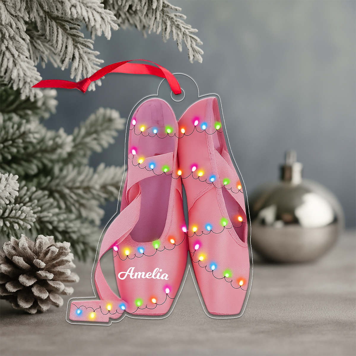 Custom Name Ballet Shoes Light Acrylic Ornament Christmas Gift
