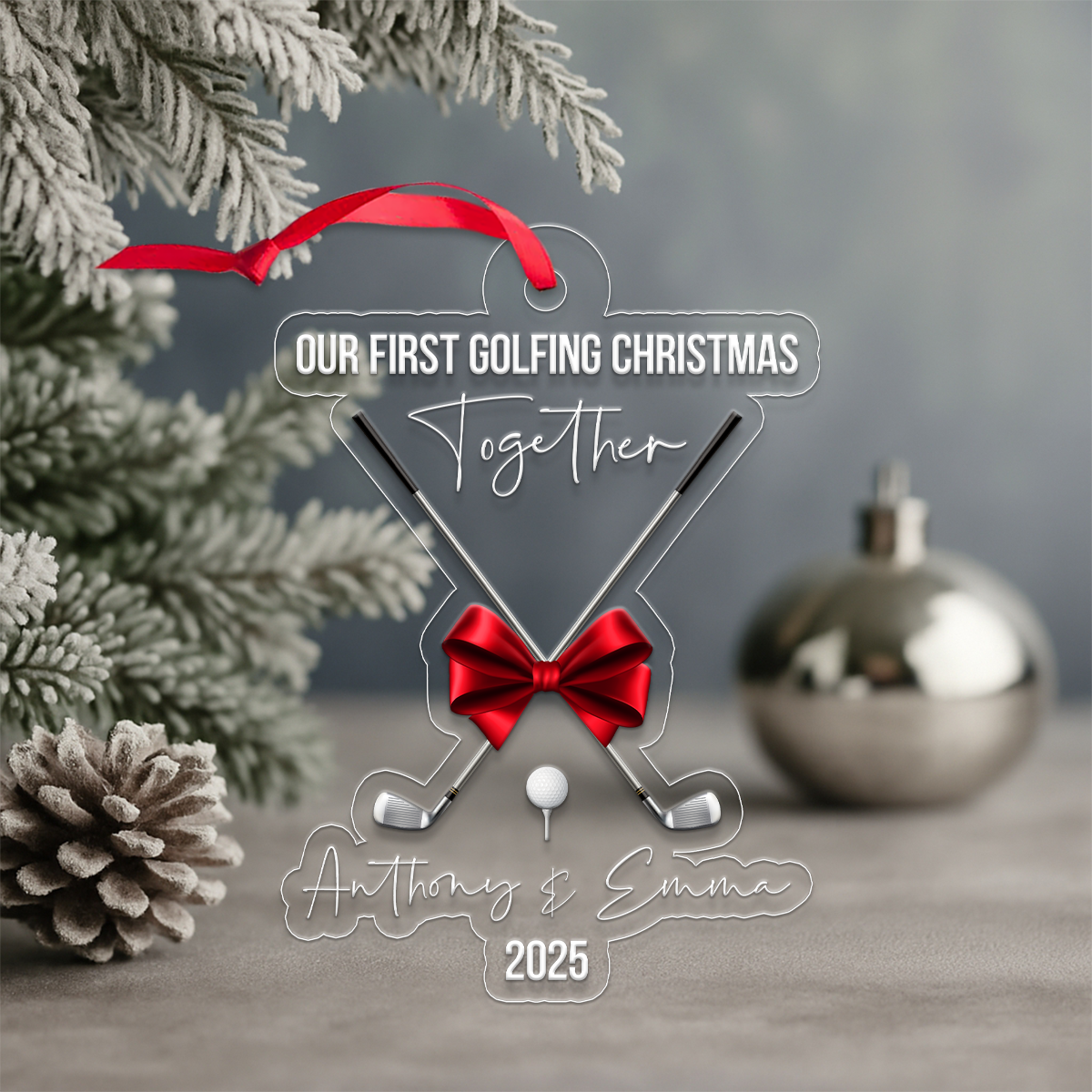 Custom Name Golf Friendship Together Acrylic Ornament Christmas Gift