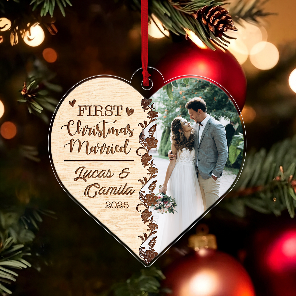 Custom Photo Couple Christmas Married