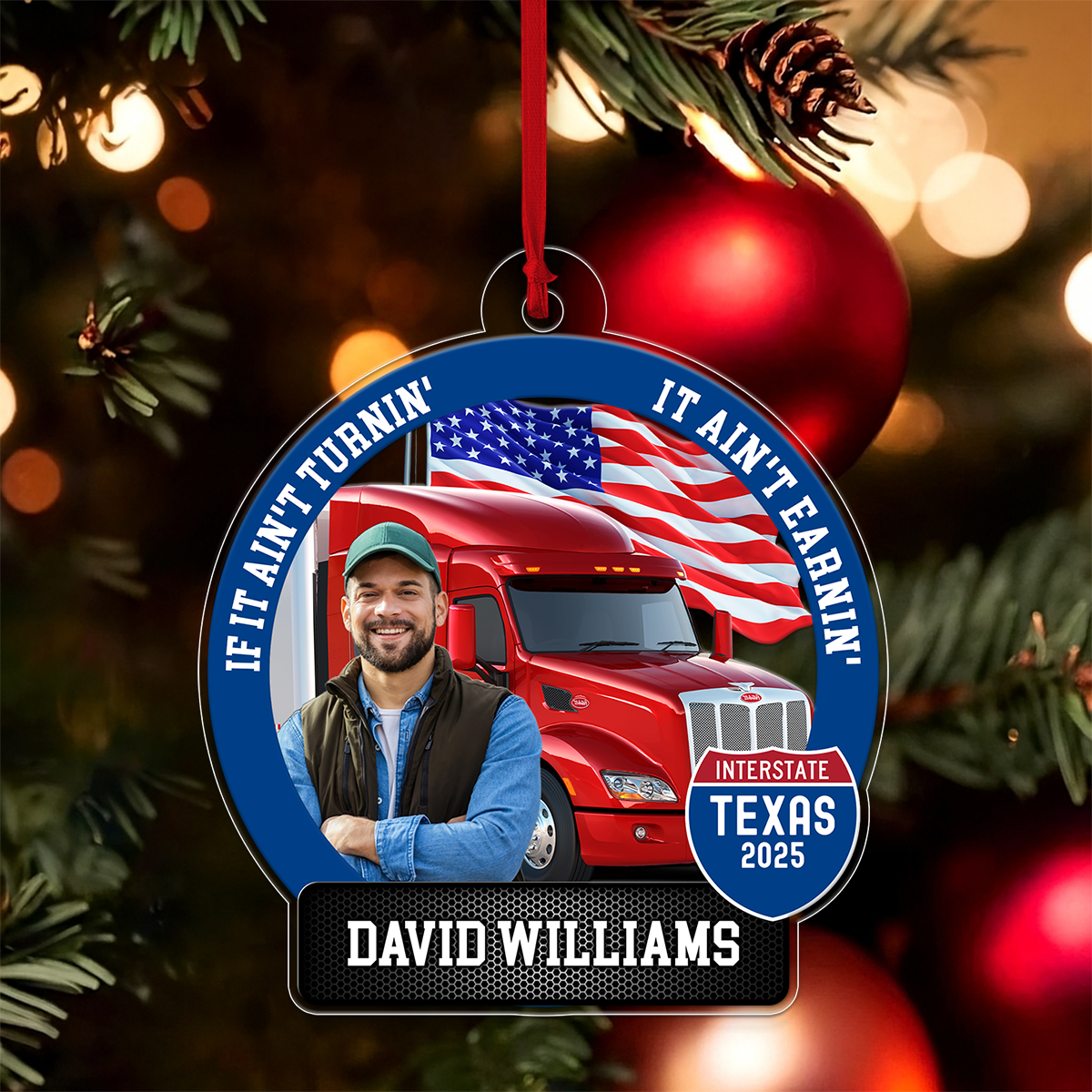 Custom Photo Trucker America Flag