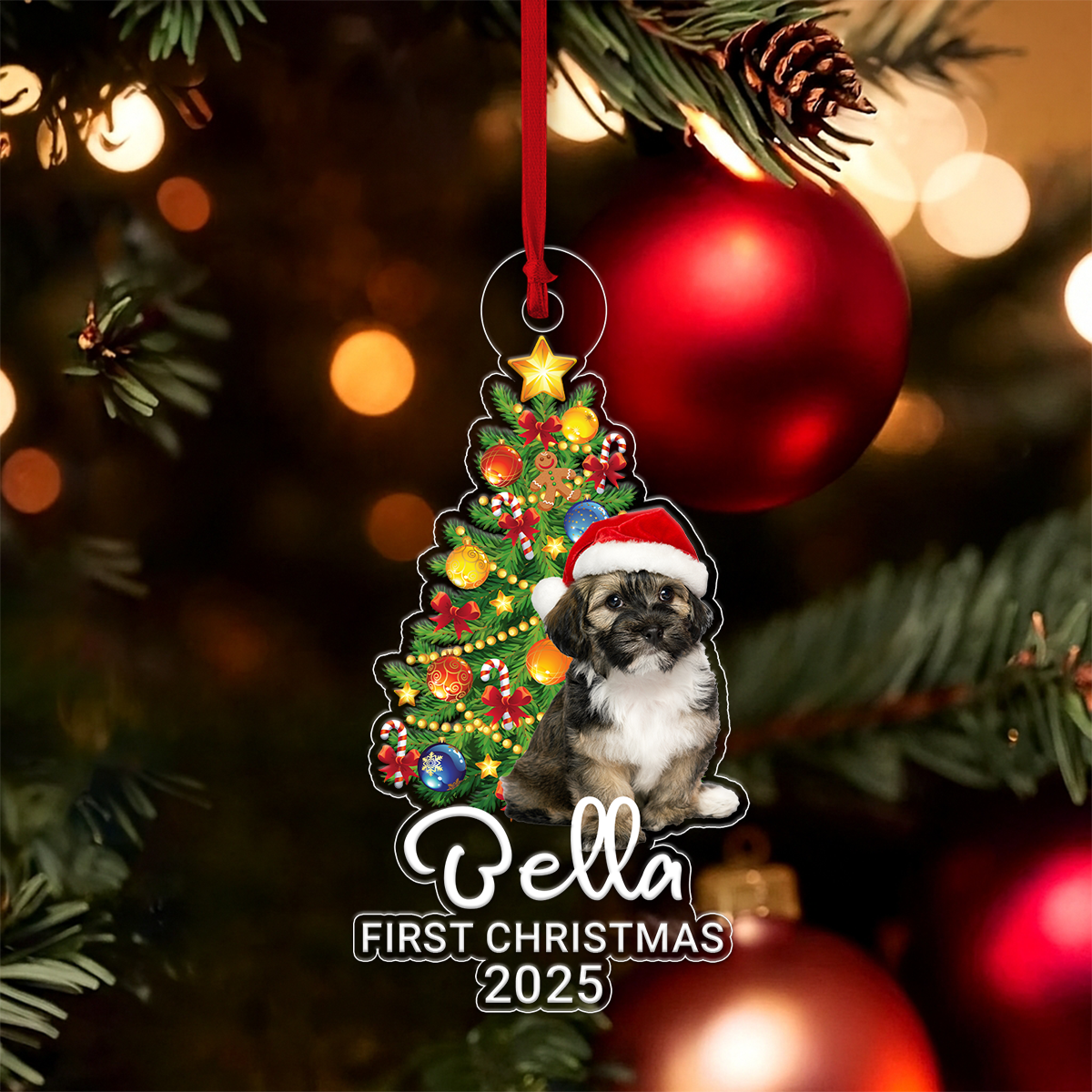 Custom Photo Dog Xmas First Christmas