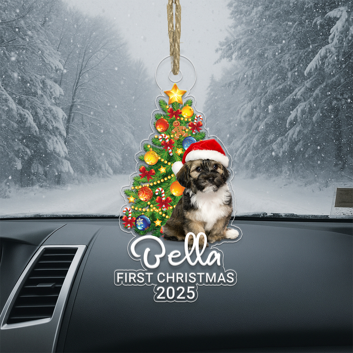 Custom Photo Dog Xmas First Christmas