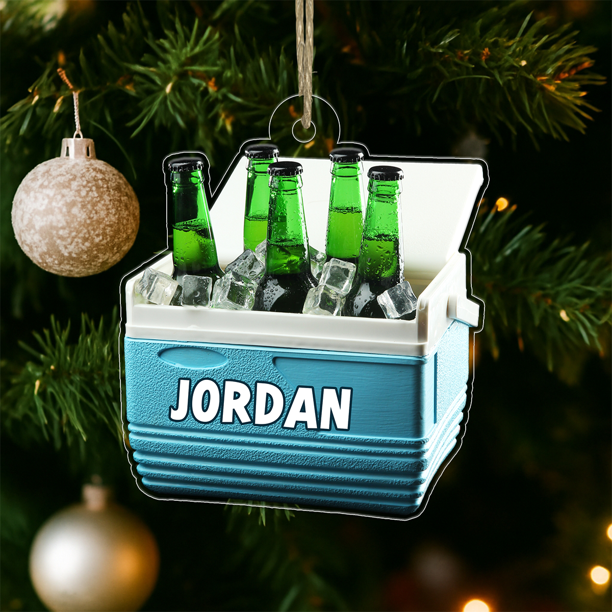 Custom Name Beer In Ice Bucket Acrylic Ornament Christmas Gift