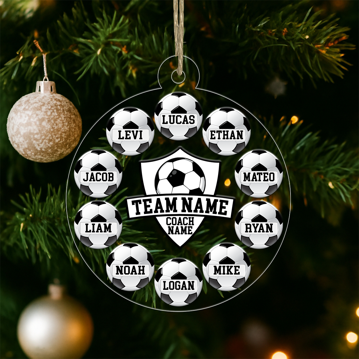 Custom Name Soccer Team Chritsmas Acrylic Ornament Christmas Gift