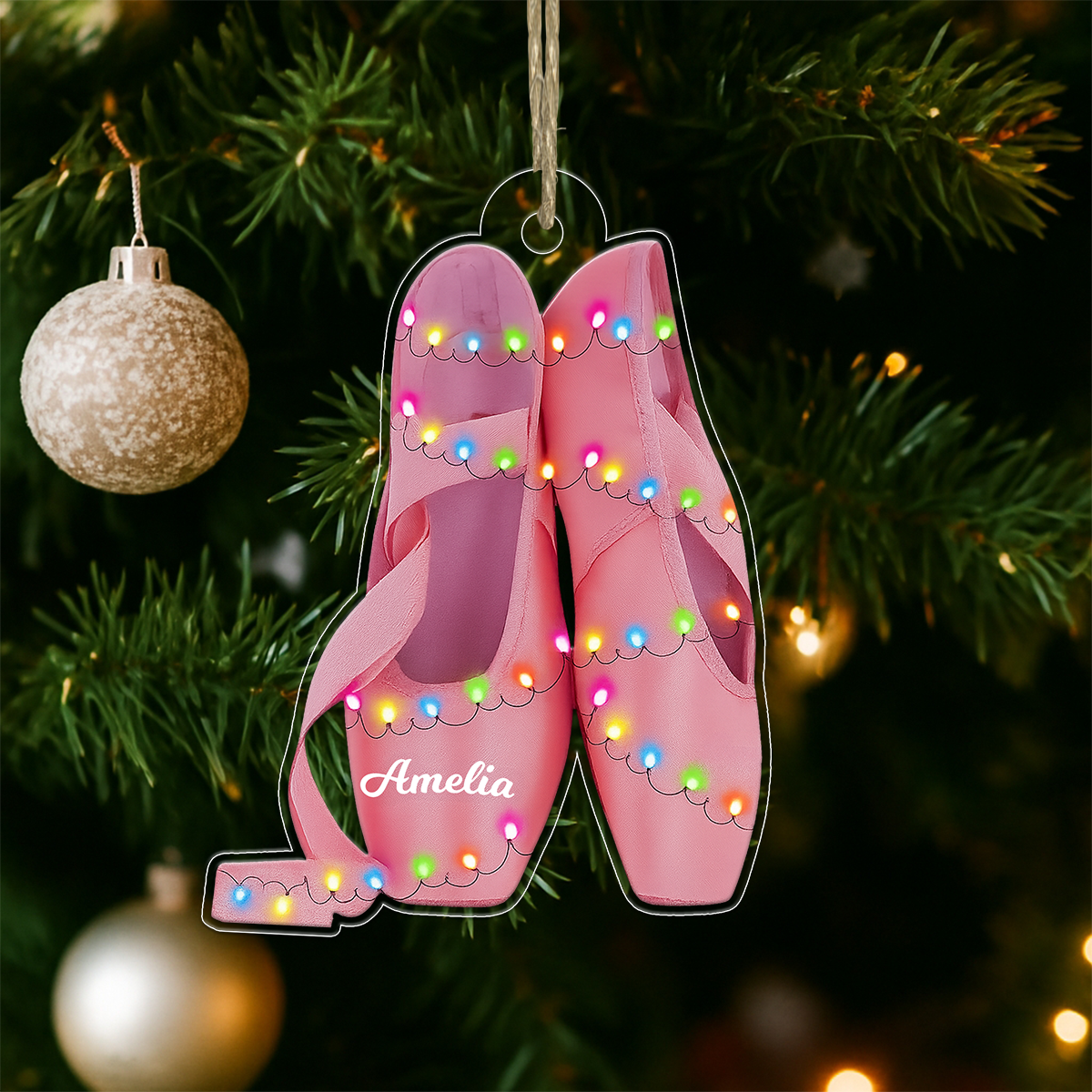 Custom Name Ballet Shoes Light Acrylic Ornament Christmas Gift