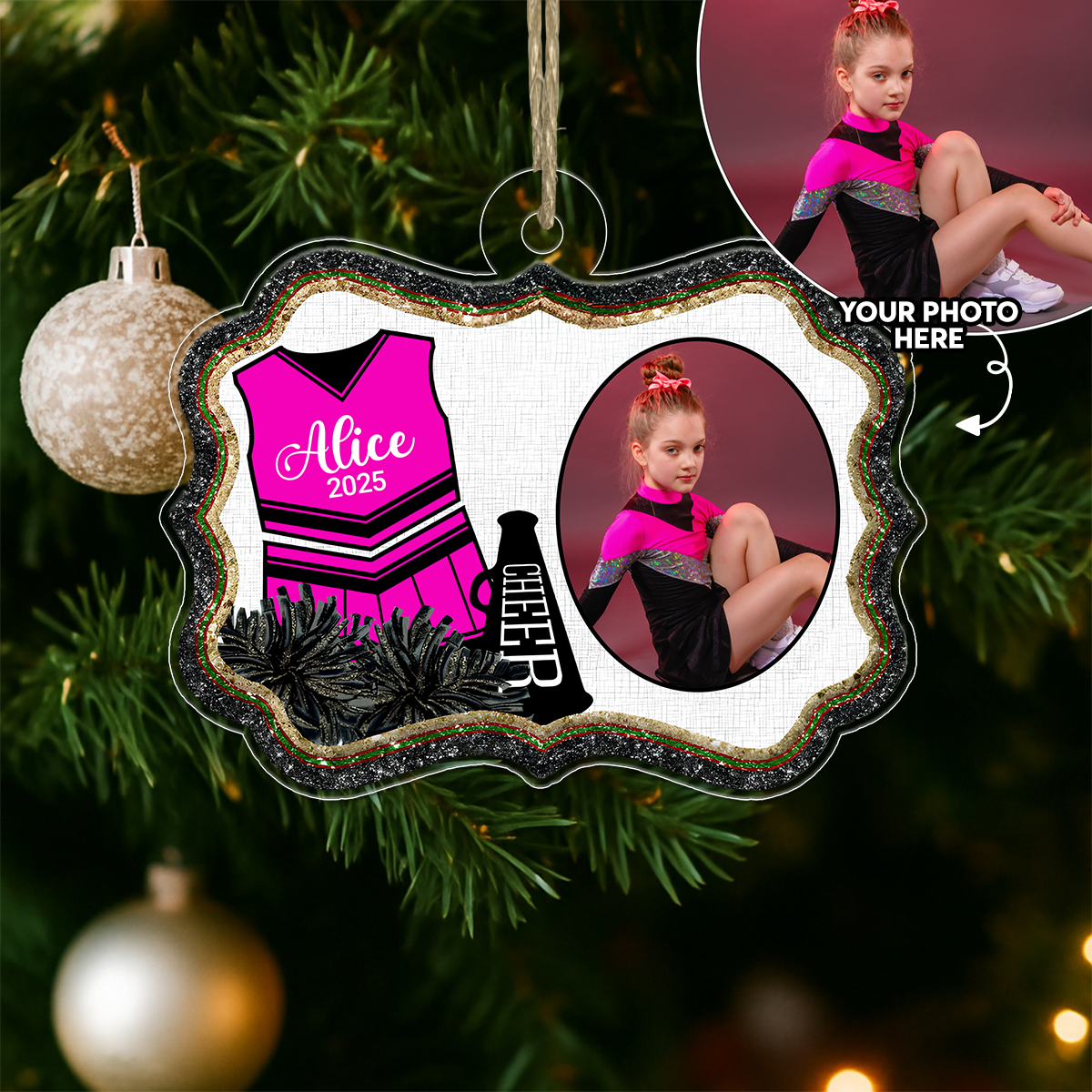 Custom Photo Cheer For Baby Girl Acrylic Ornament Christmas Gift