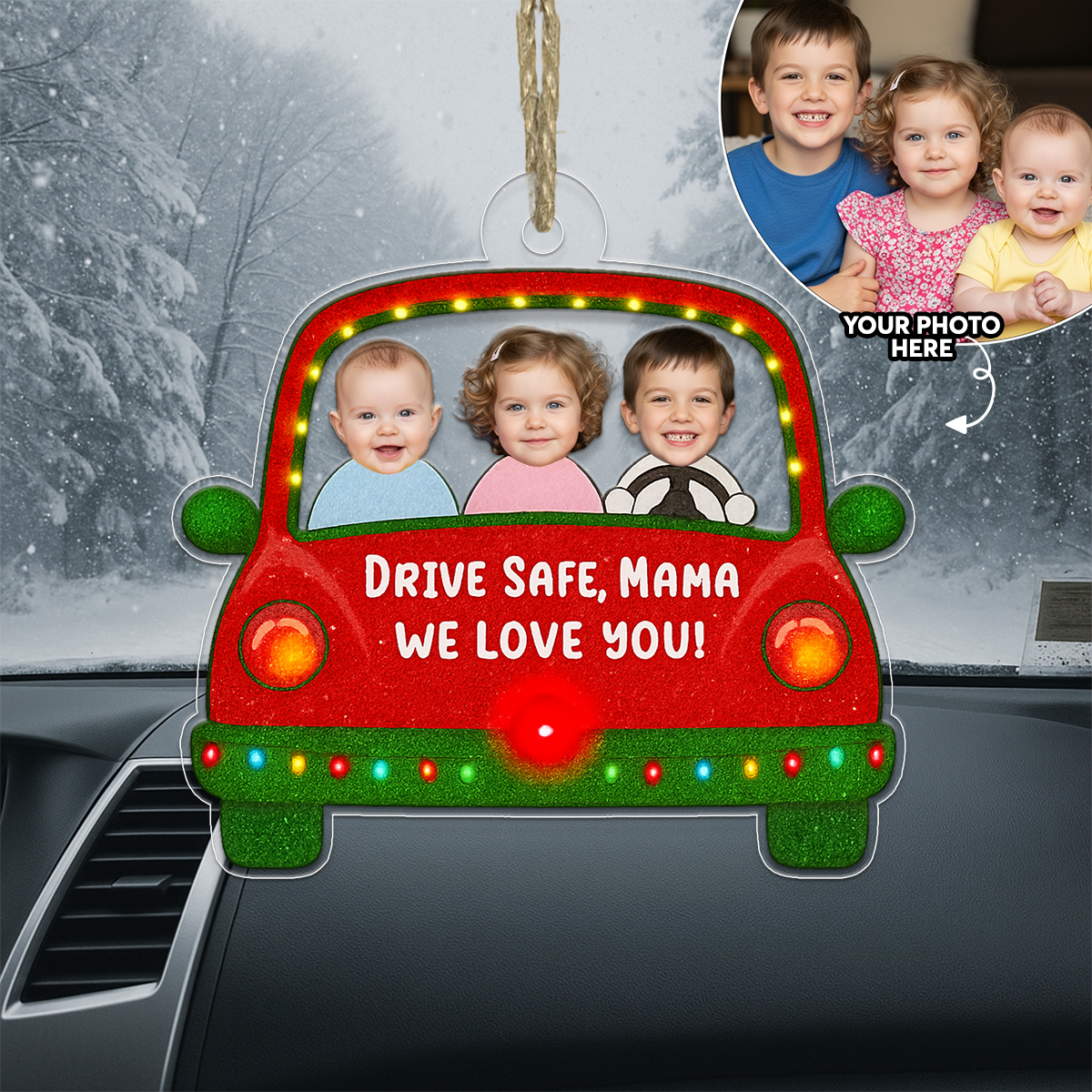 Custom Photo Kids Xmas Drive Safe